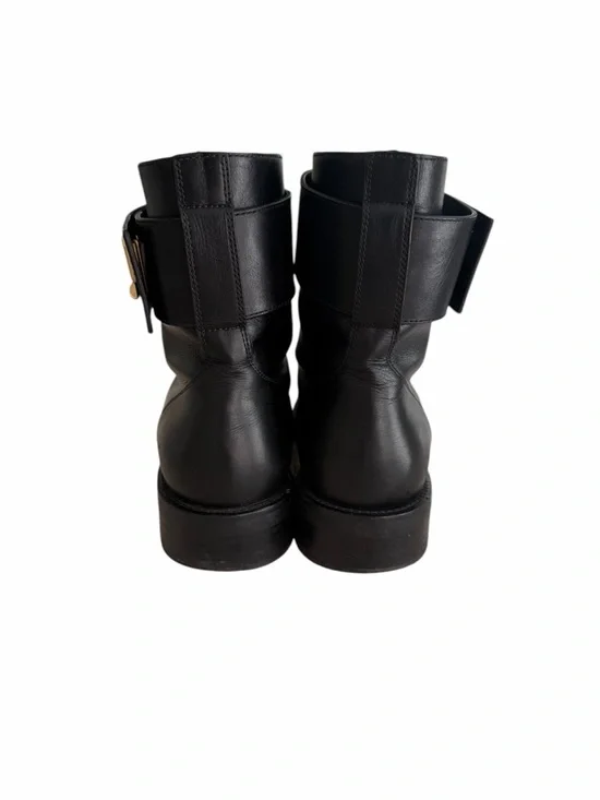 Louis Vuitton Black Leather Lace-Up Ankle Boots with Gold LV Emblem Size 38 - Picture 4 of 8